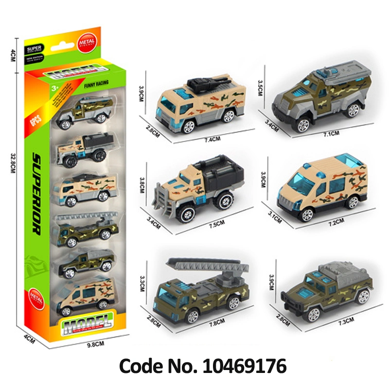 6PCS Slide Toy Car Die-Cast Metal Toy Vehicles Set, Gift Pack for Kids