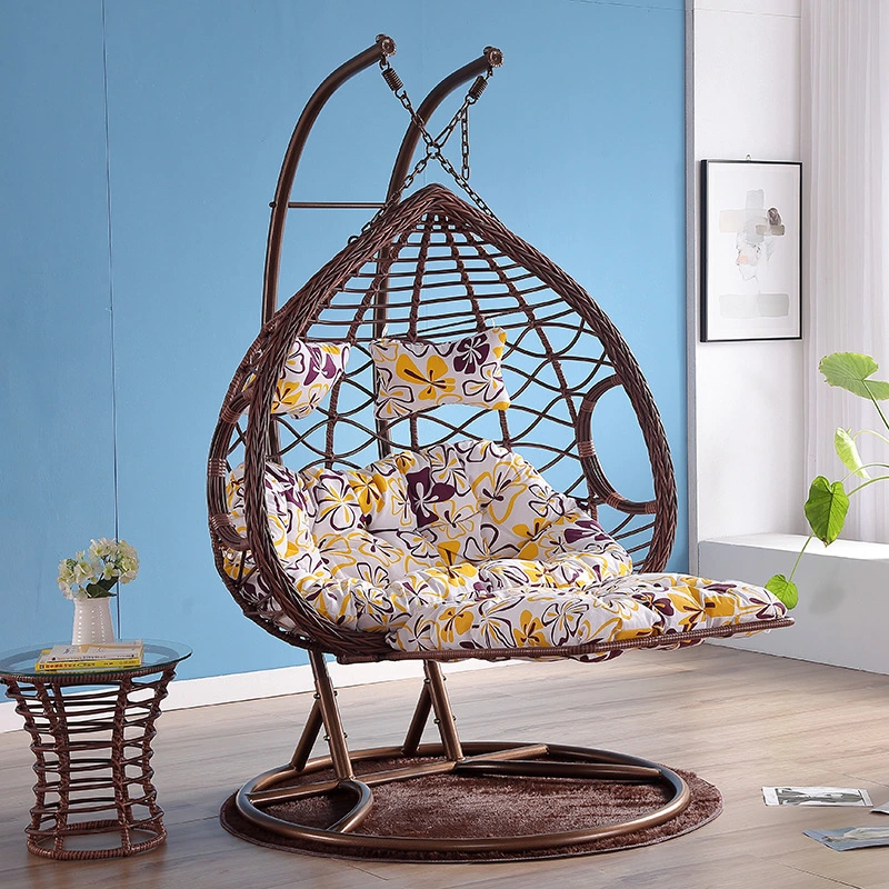 Outdoor Double Swing Chair with Stand Indoor 2 Person Hanging Chair Foldable Twins Patio Chair, Large Hand-Woven Wicker Garden Loveseat Hammock