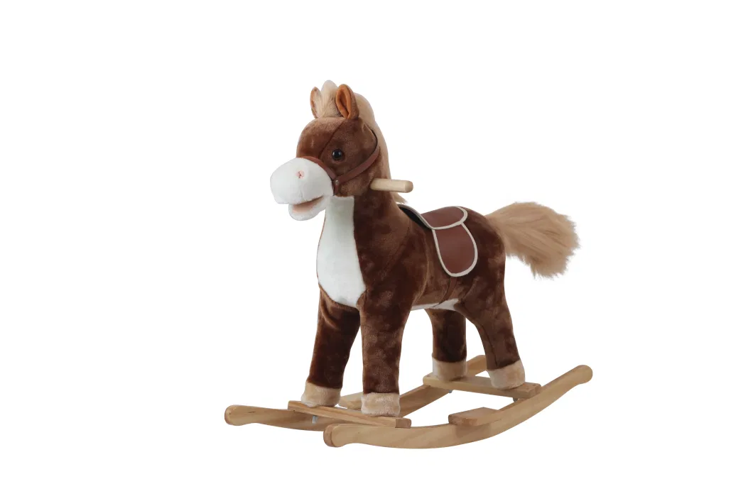 Wholesale Toddler Rocking Chair Trojan Rocking Horse Plush Dolls Wooden Riding Rocking Horse Plush Toys