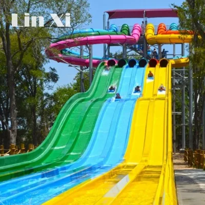 Nuovo parco acquatico personalizzato per adulti per bambini in fibra di vetro ad alta quota Scivolo a tunnel arcobaleno