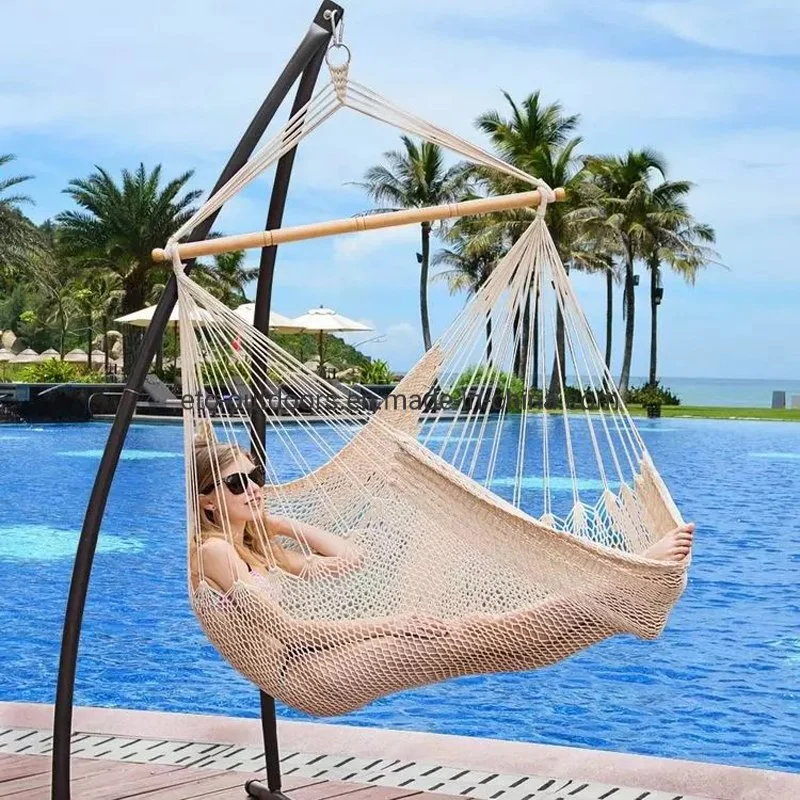 Rainbow Large Polyester Cotton Rope Hanging Chair Swing with Wood Bar Comfortable, Lightweight Hammock Chair