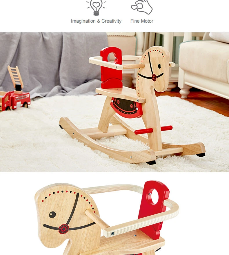 P0001 Pintoy Baby Toy Classic Wooden Shetland Rocking Horse