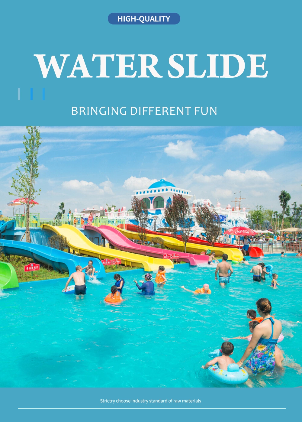 Large Rainbow Spiral Slide on Water Park Glass Fiber Commercial Outdoor Slide
