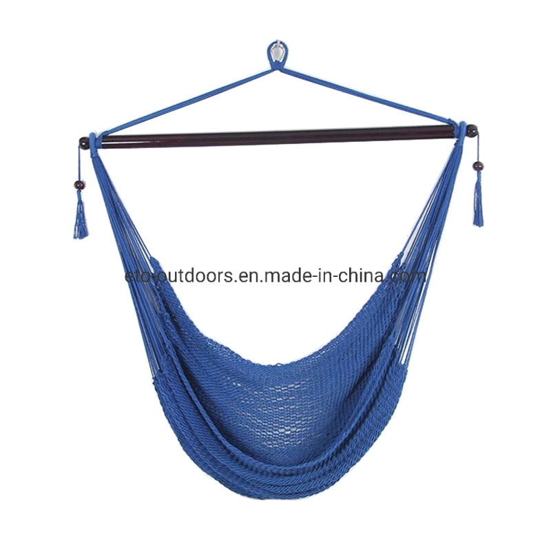 Rainbow Large Polyester Cotton Rope Hanging Chair Swing with Wood Bar Comfortable, Lightweight Hammock Chair