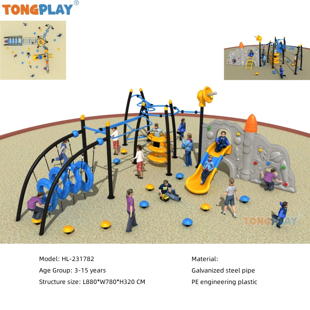 Colorful Outdoor Playground Climbing Amusement Plastic Slide Playground