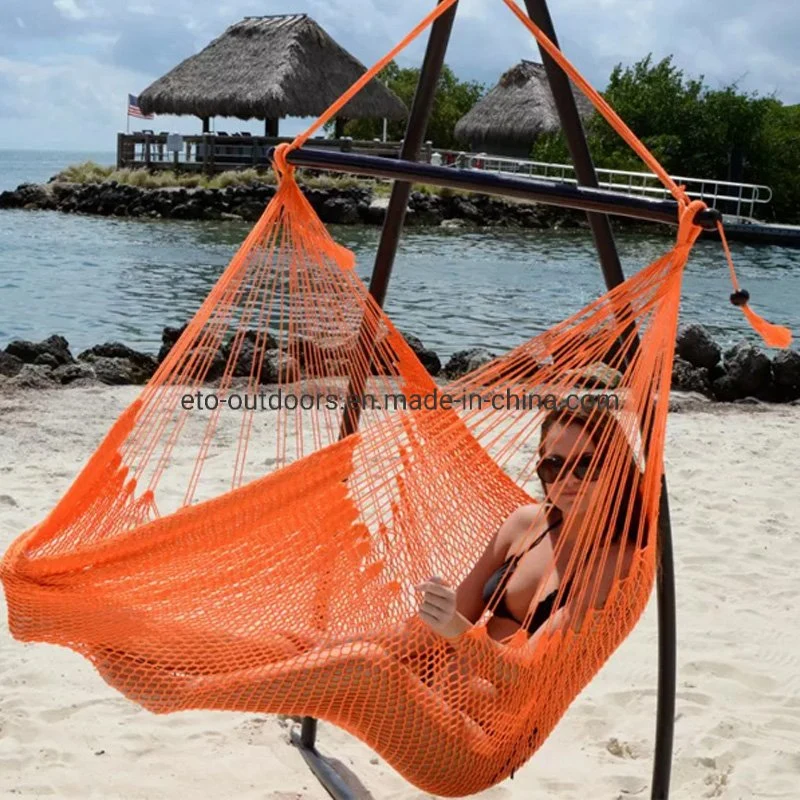 Rainbow Large Polyester Cotton Rope Hanging Chair Swing with Wood Bar Comfortable, Lightweight Hammock Chair