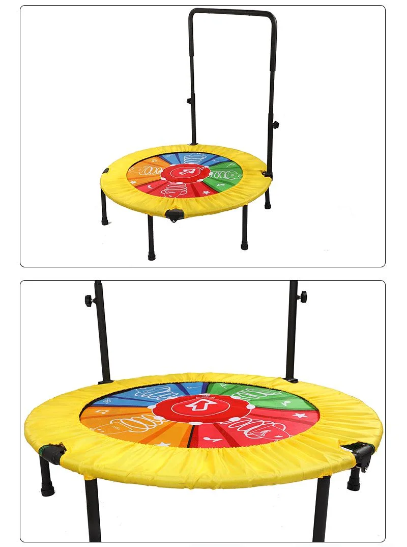 Kids Trampoline Portable &amp; Foldable for Toddler Durable Steel Metal Construction Frame with Padded Frame Cover and Handle Bar