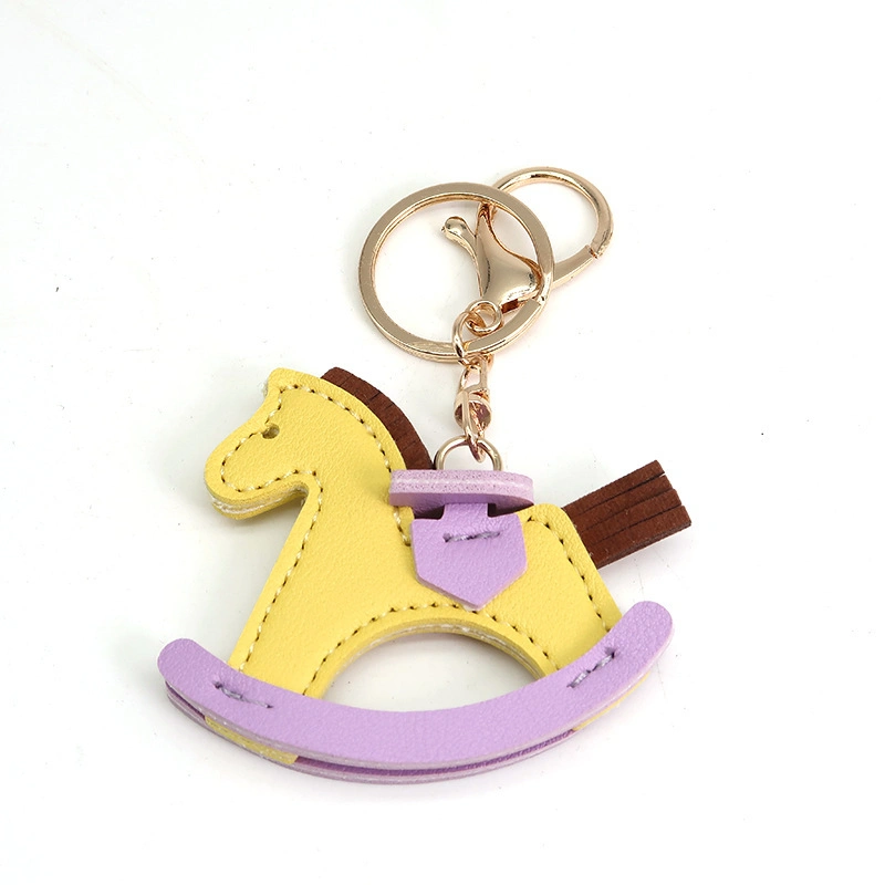 Leather Pony Pendant Rocking Horse Cartoon Creative Keychain Ornament