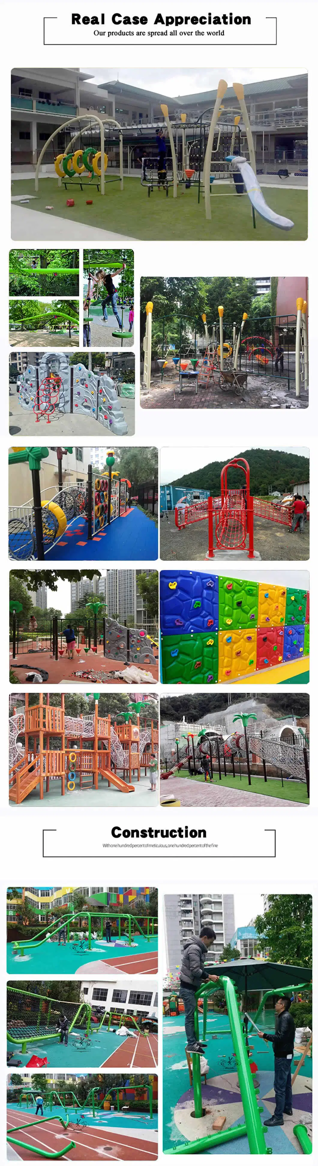Amusement Park Children Metal Pipe Climbing Monkey Bar with Plastic Slide