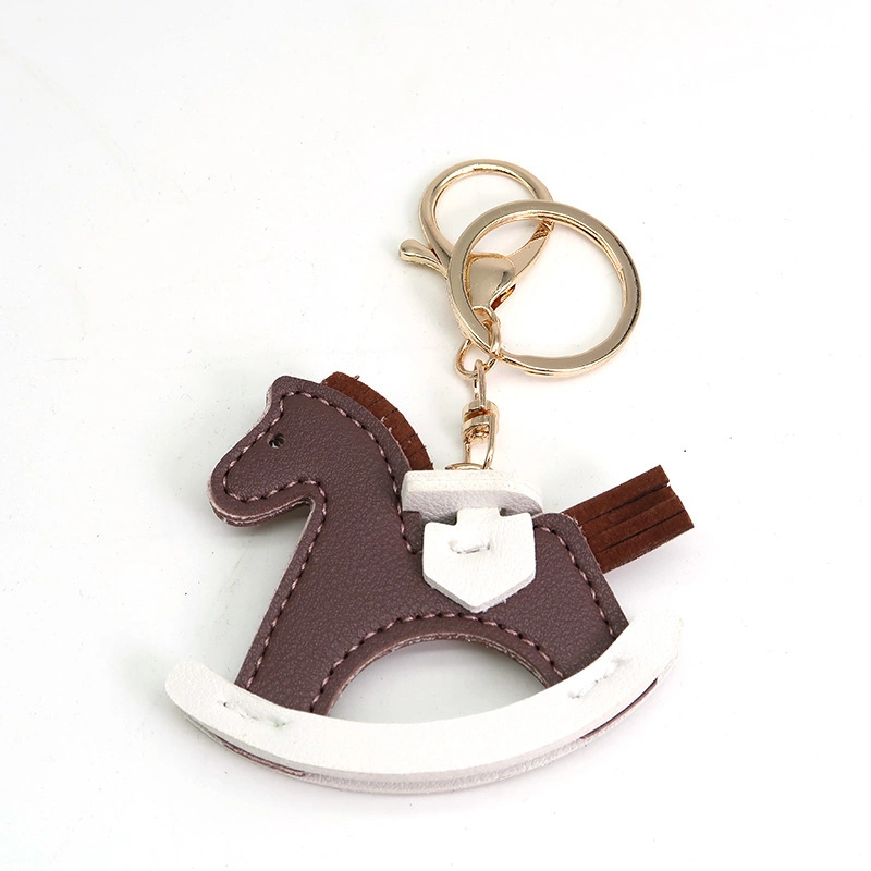 Leather Pony Pendant Rocking Horse Cartoon Creative Keychain Ornament