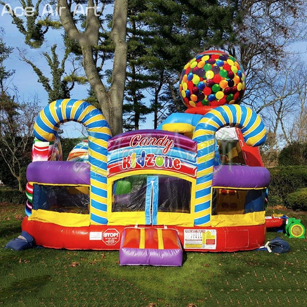 Custom Inflatable Candy Trampoline Kids Fun Lollipop Bouncer with Sweety for Playground or Commercial Rental