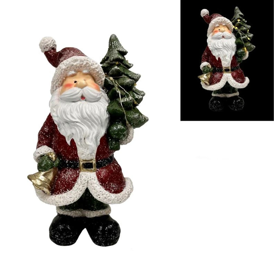 Customized Resin Christmas Santa on Rocking Horse Decoration Table Ornaments