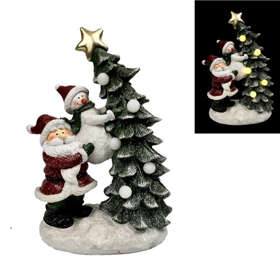 Customized Resin Christmas Santa on Rocking Horse Decoration Table Ornaments