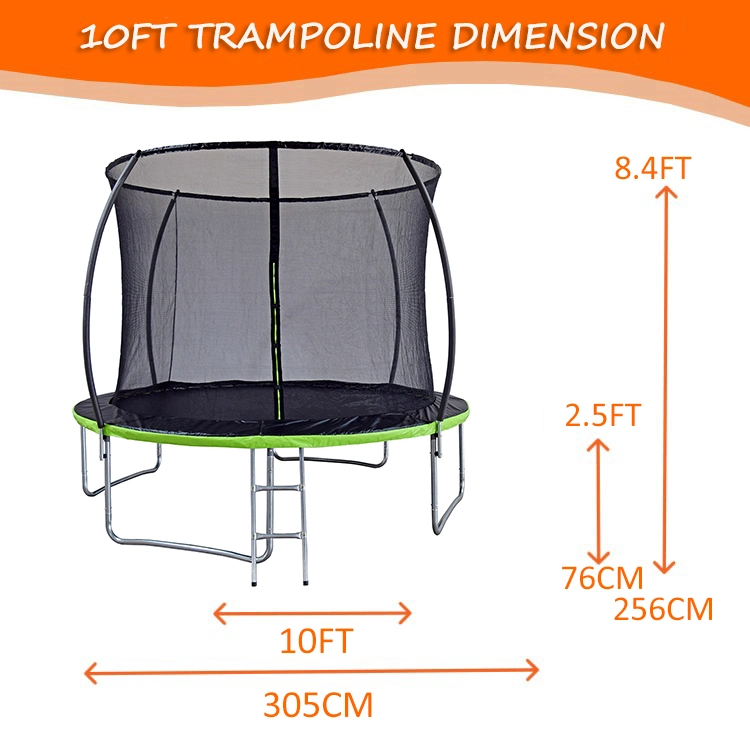 Funjump Outdoor Wholesales 10FT Cheap Big Trampolines with Safety Enclosure and Ladder