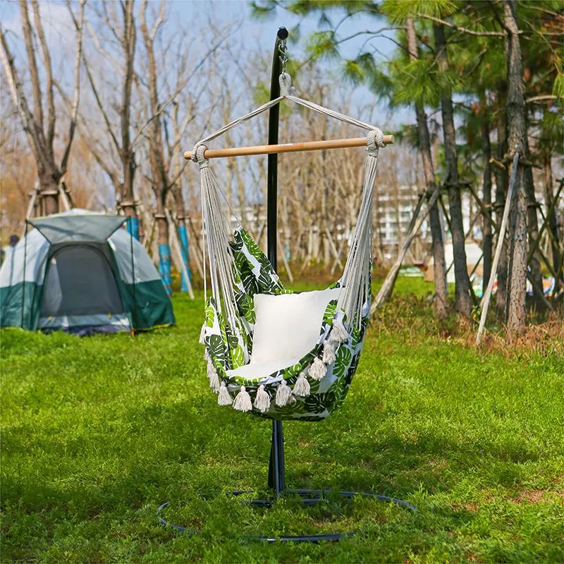 Outdoor Hanging Camping Hammock Chair Portable Canvas Swing Chair with Cushion
