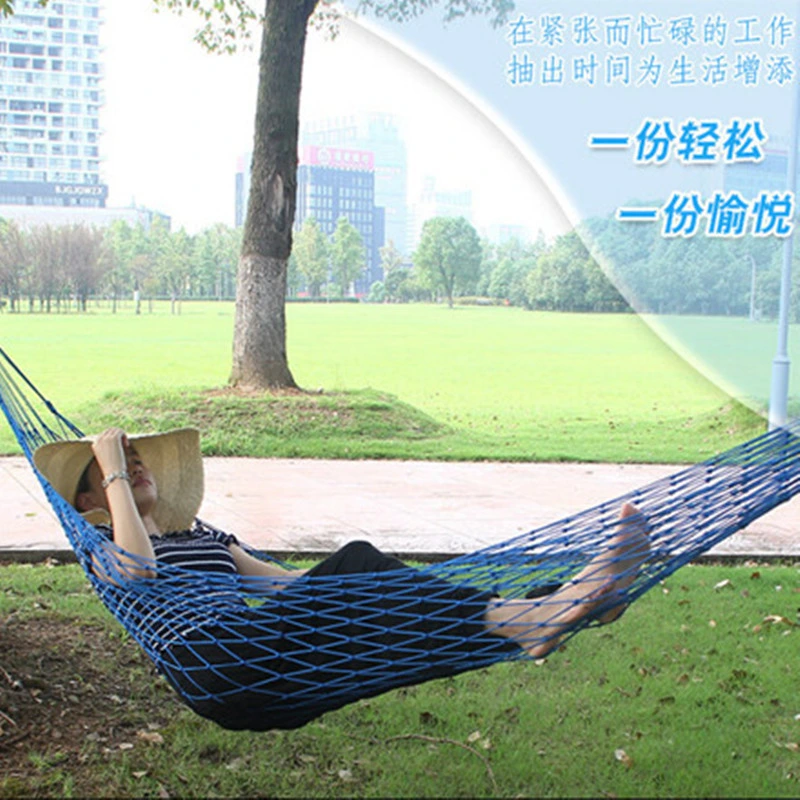 Portable Leisure Hanging Mesh Nylon Rope Hammock Swing Outdoor Garden Balcony Backyard Patio Wbb16933