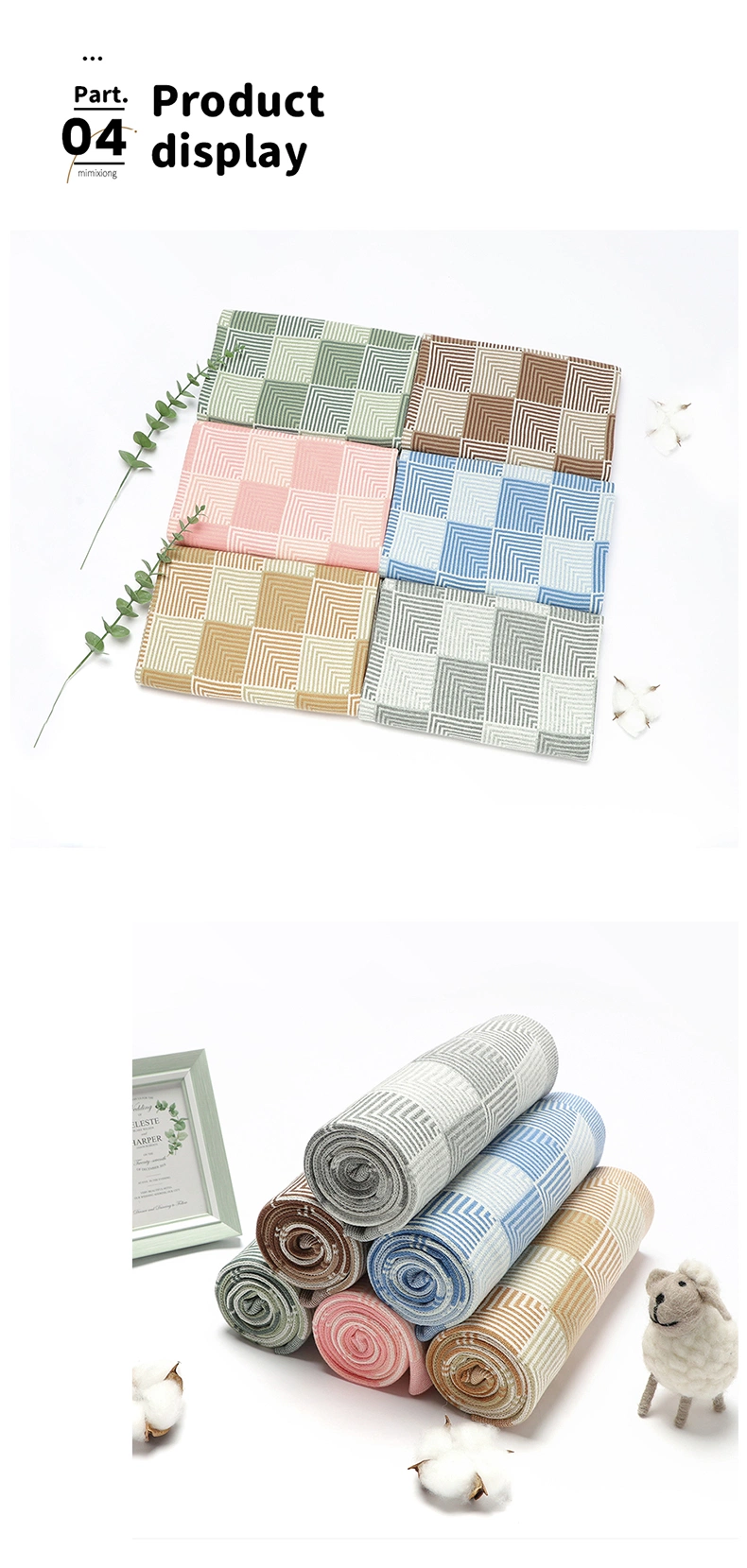 Baby Blankets Wholesale Diamond Type Cotton Knitted Swaddle Blankets