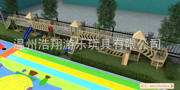 Preschool Outdoor Adventure Wooden Playground for Children