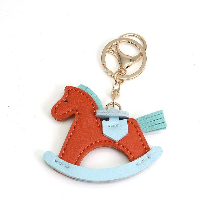 Leather Pony Pendant Rocking Horse Cartoon Creative Keychain Ornament