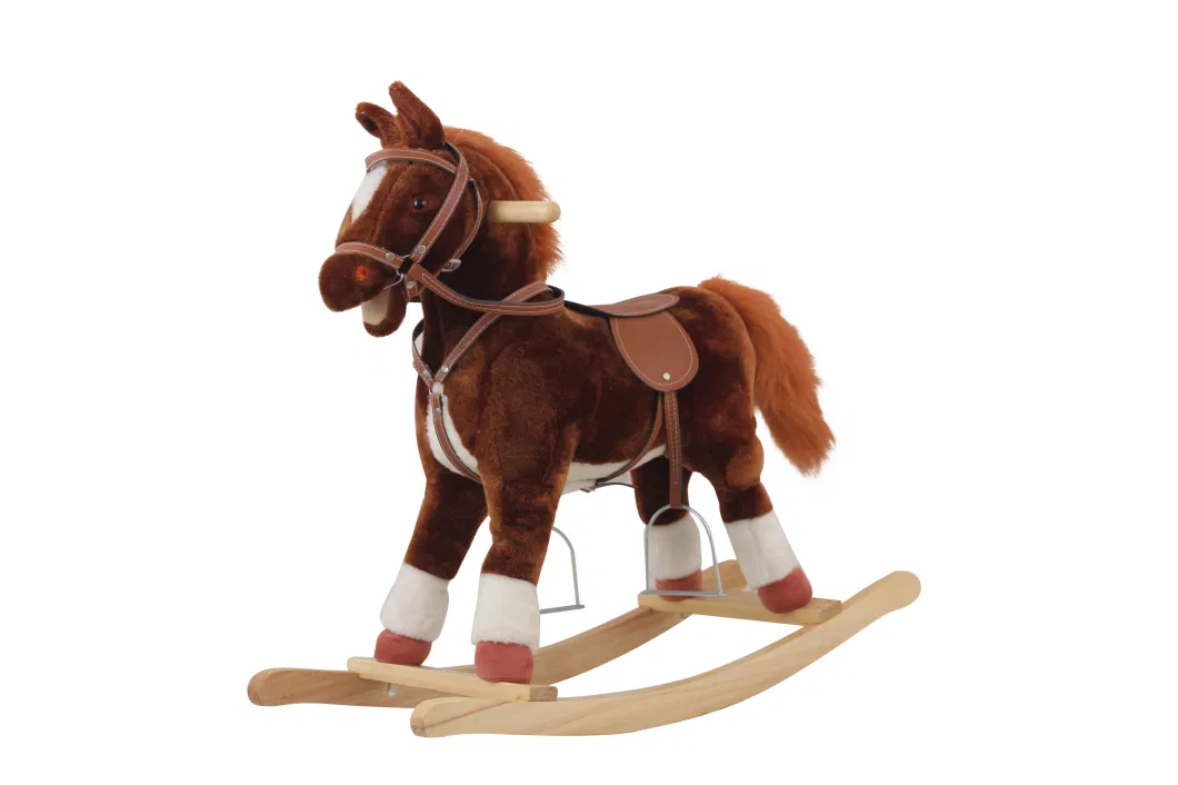 Wholesale Toddler Rocking Chair Trojan Rocking Horse Plush Dolls Wooden Riding Rocking Horse Plush Toys