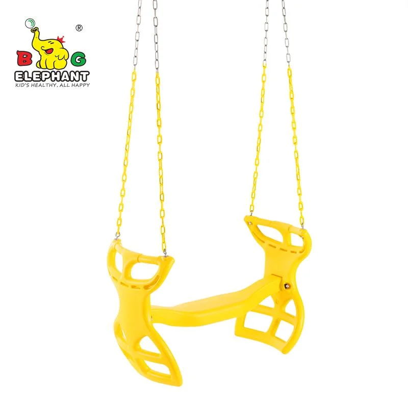 Yellow &amp; Green Outdoor Playground Patiao Double Multi Child Glider Swing