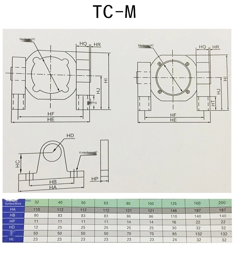 Sc Cylinder Tc32 40 50 63 80 100 125 200 in The Annex to The Pendulum Tc-M Seat Mounting Bracket Swing Tc-M