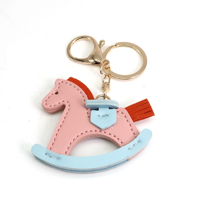 Leather Pony Pendant Rocking Horse Cartoon Creative Keychain Ornament