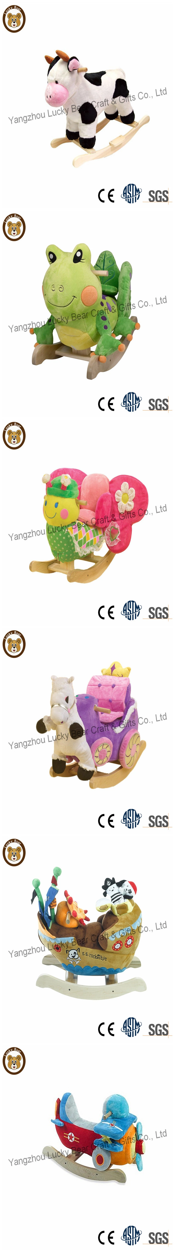 Hotsale Plush Animals Chairs Wooden Rocking Horse Toy