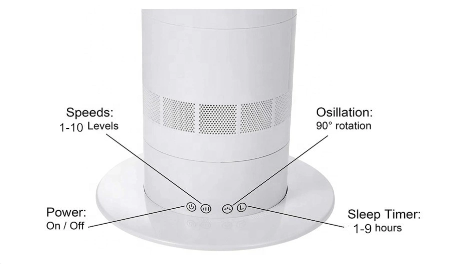 Wide Angle Oscillation Electric No Blade Air Cooling Stand Floor Bladeless Fan