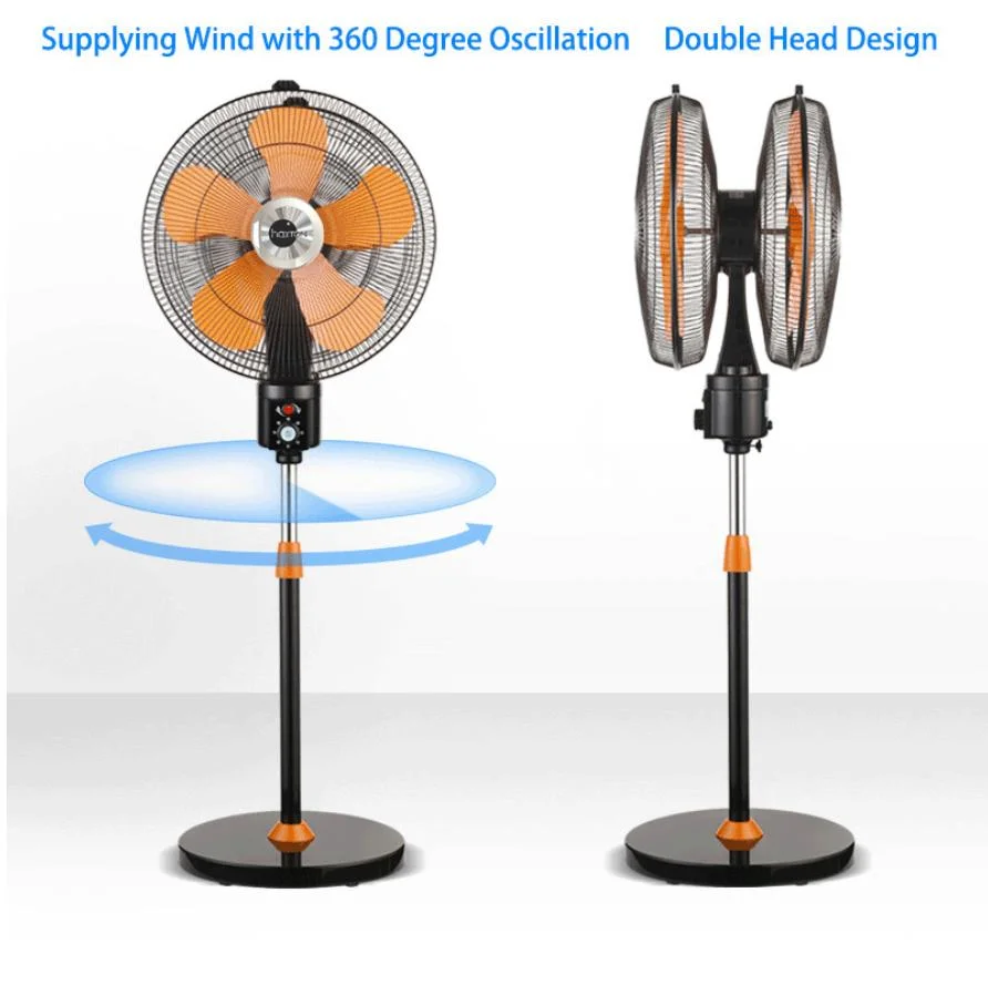 Dual Heads Stand Fan with 360 Degree Oscillation 18 Inch Electrical Fan Exhaust Fan, Rechargeable Fan, Household Mist Fan, Handheld Fan, Air Circulator Fan,