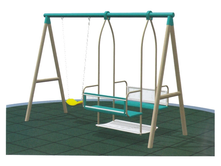 Backyard Metal Swing Set with Climbing Wall