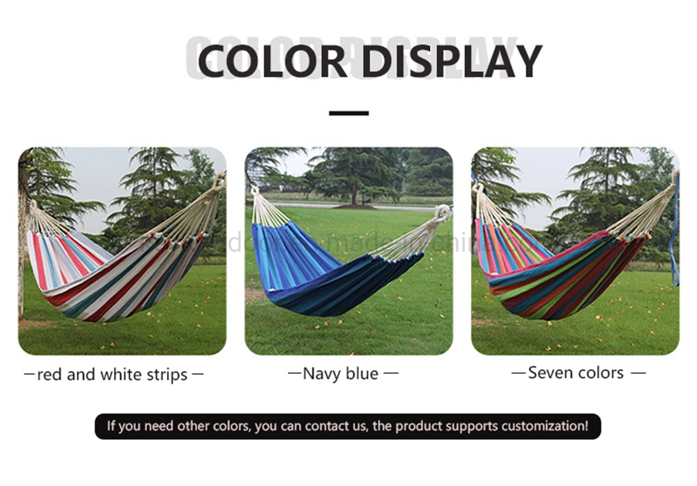Portable Outdoor Hammock Chair Garden Sports Cotton Hammock Home Travel Camping Hunting Sleeping Bed Swing Canvas Stripe Hanging Bed Swing