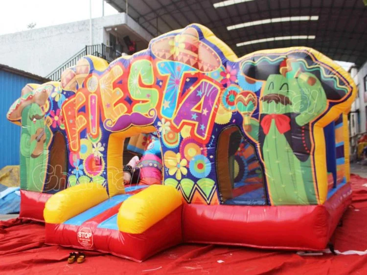 Mexican Fiesta Inflatable Playground Bouncer Mexico Festival Bounce House Cactus Inflatable Trampoline Slide for Kids