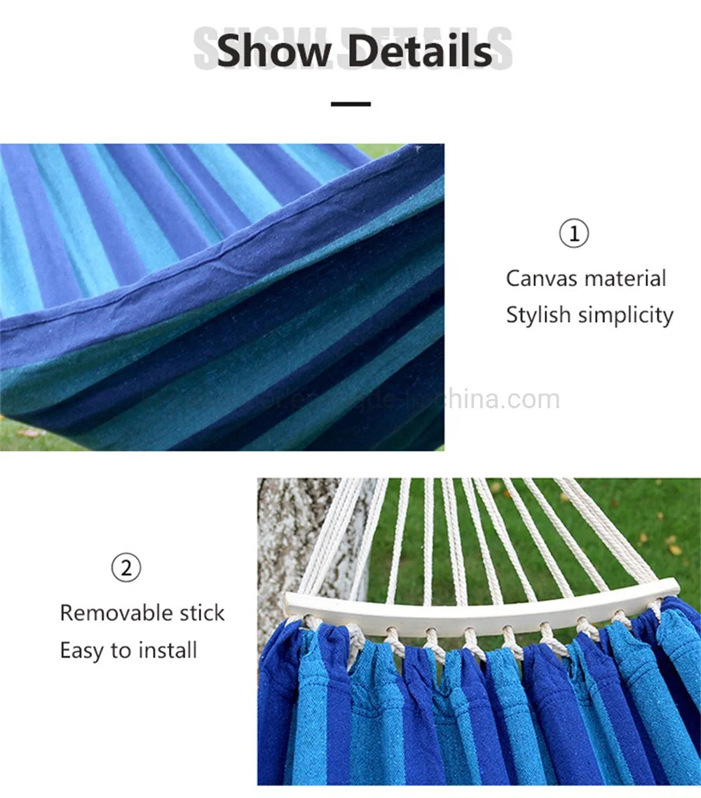 Portable Outdoor Hammock Chair Garden Sports Cotton Hammock Home Travel Camping Hunting Sleeping Bed Swing Canvas Stripe Hanging Bed Swing