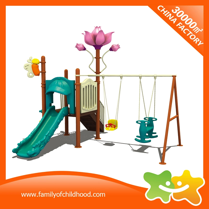 Mini Flower Decoration Outdoor Playground Equipment Slide and Swing for Kids