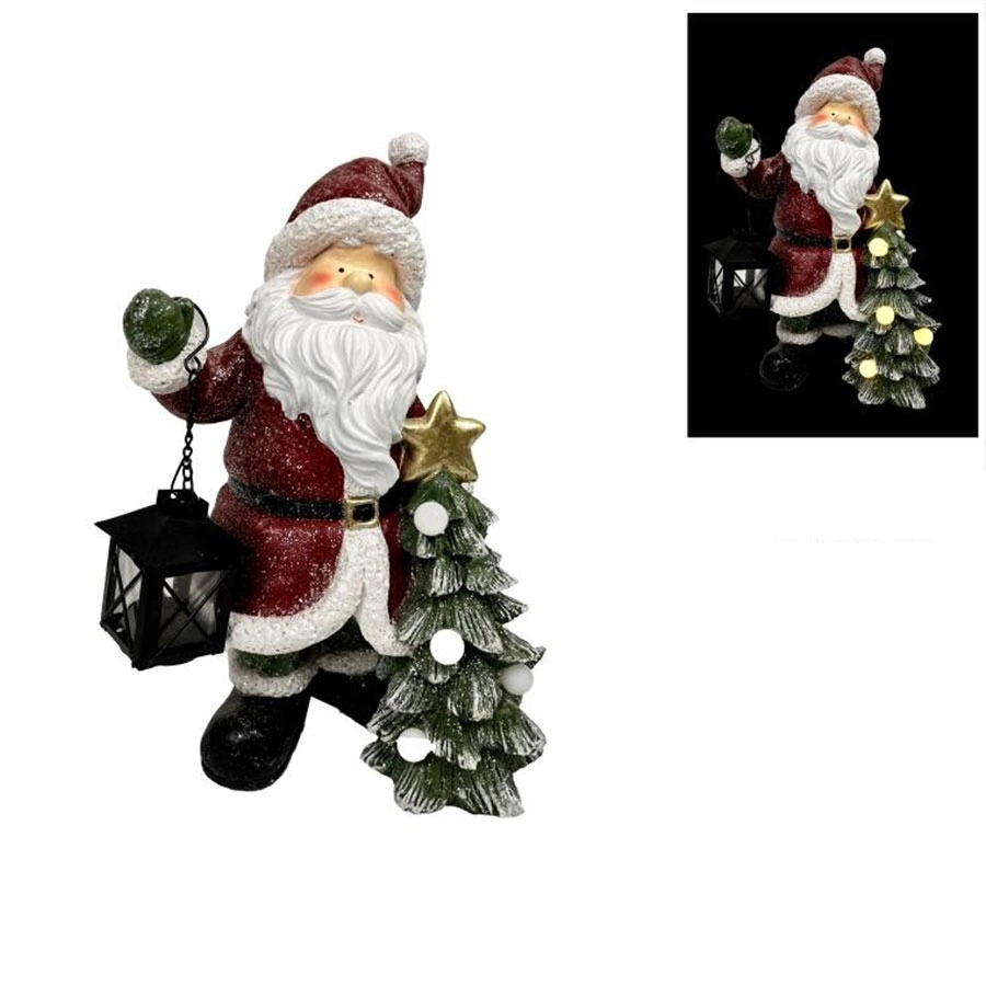 Customized Resin Christmas Santa on Rocking Horse Decoration Table Ornaments