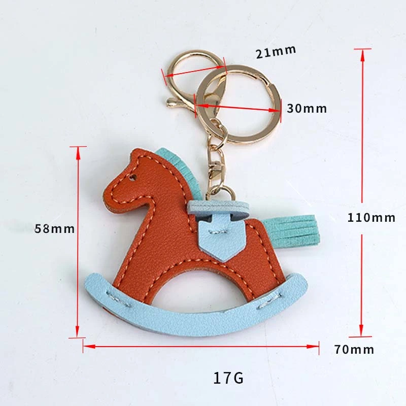 Leather Pony Pendant Rocking Horse Cartoon Creative Keychain Ornament