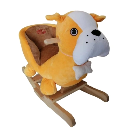 Custom Kids Baby Trojan Wooden Rocking Horse Chair Stuffed Plush Toy Manufacturer
