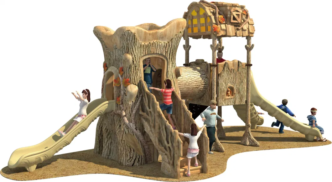 Natural Outdoor Play Equipment Outdoor Wooden Slide Kids Outdoor Playground