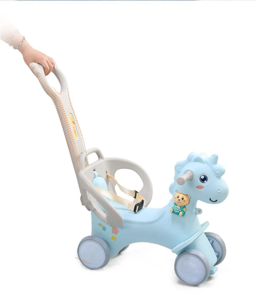 Multifunctional 3 in 1 Baby Rotating Glow Musical Toddler Walker Plastic Kids Unicorn Cartoon Rocking Horse Ride on Animals Toys