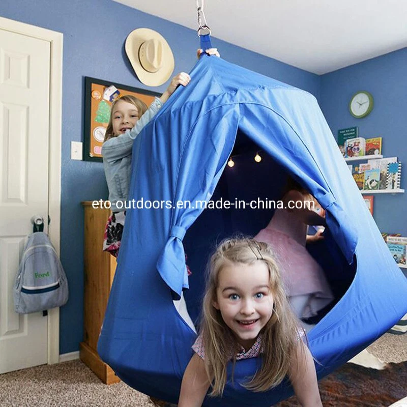 Portable Hanging Tree Tent Hammock Chair LED Decoration Lights Swing Play House with Inflatable Cushion for Adult and Kids