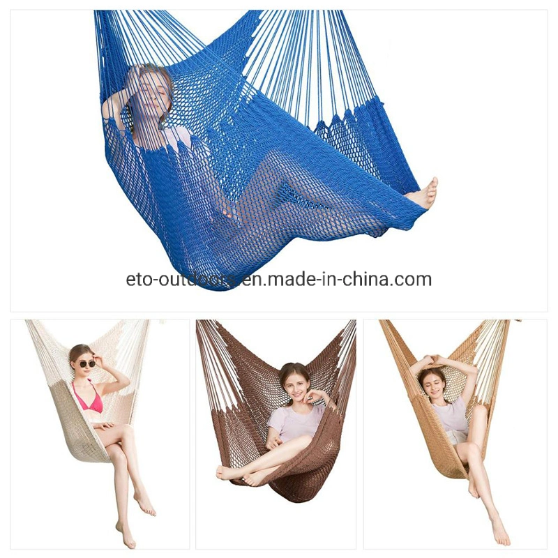 Rope Swing Chair Outdoor Hammock Chair Durable Weave Hanging Swing with Wood Bar