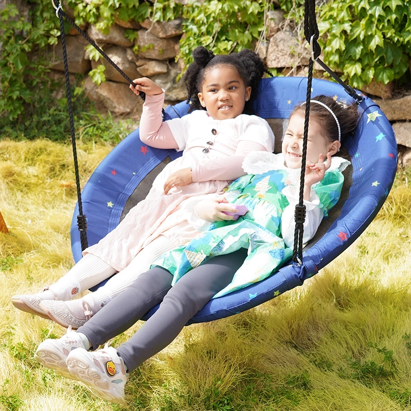 Portable Children&prime;s Round Platform Outdoor Playground Swing