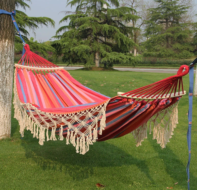 Hot Wholesale Custom Free Standing Garden Outdoor Bed Double Portable Factory Price Canvas Camping Hammok Hamaca Swings