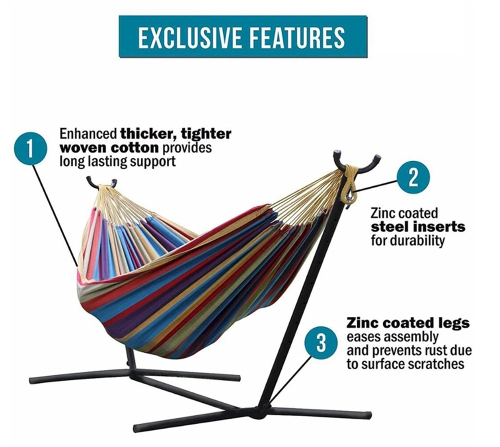 Cotton Hammock Stand Swing Chair Outdoor Garden Foldable Camping Swing