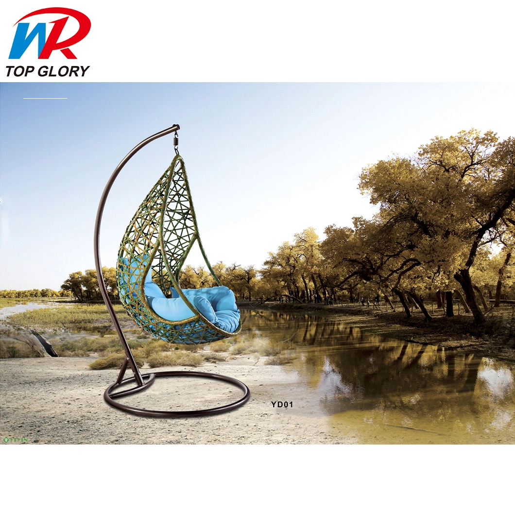 Leisure Outdoor Courtyard Iron Wicker Double Garden Rattan Swing