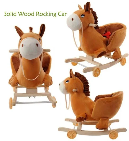 Hot Selling Plush Toy Wooden Rocking Chair Baby Products Rocking Horse Car