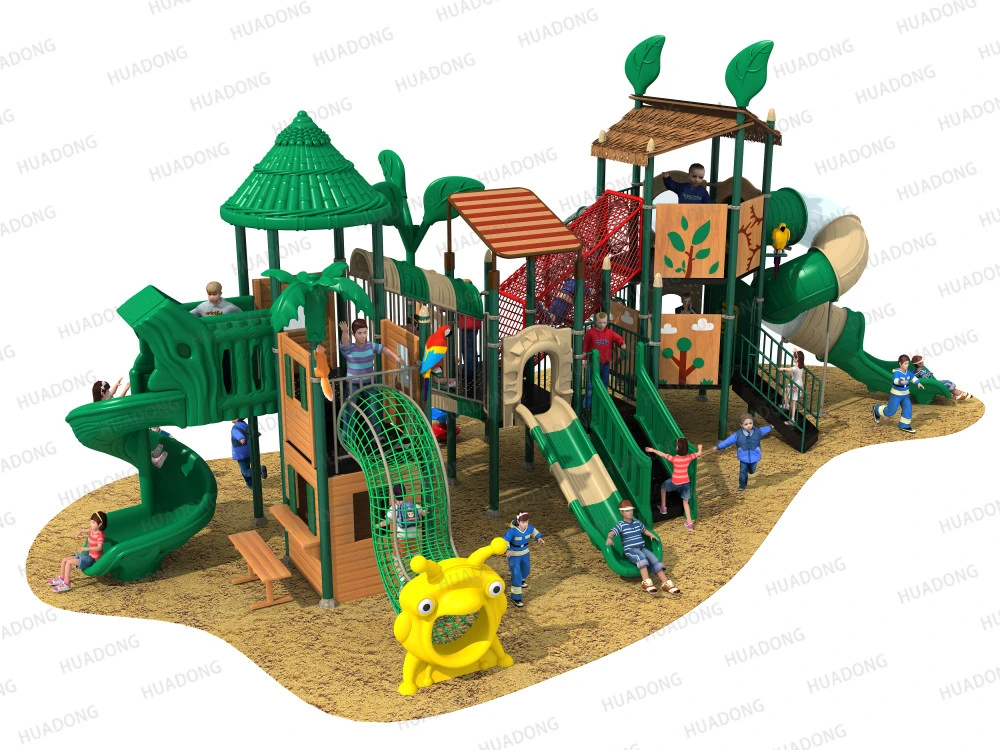 Amusement Equipment Outdoor Playground with Tube Slide and Climbing Net