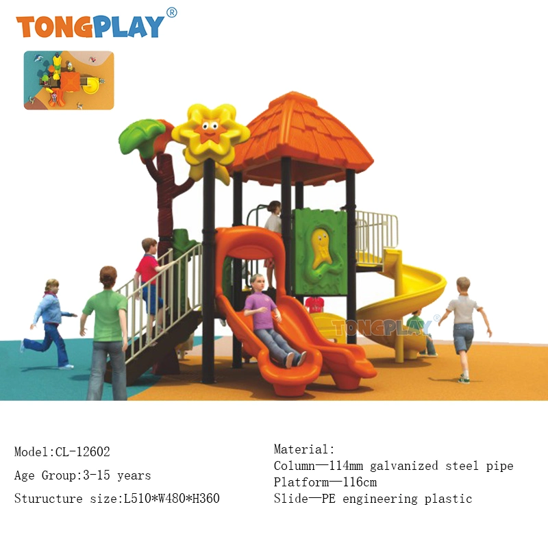 Kids Outdoor Playground Equipment Amusement Park Plastic Slide and Swing Set