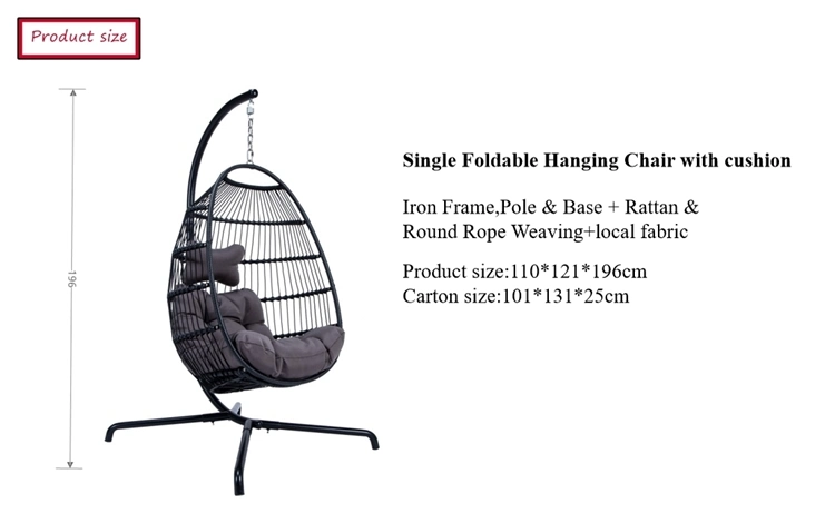 New 150kg OEM Foshan Outdoor Hanging Foldable Hanging Chair Garden Swing